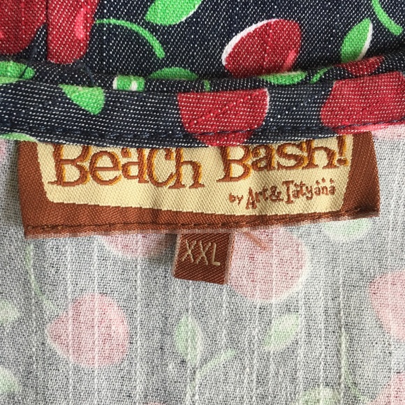 TATYANA BEACH BASH Cherry Print Denim Sailor Style Dress w/Red Trim - Picture 4 of 6